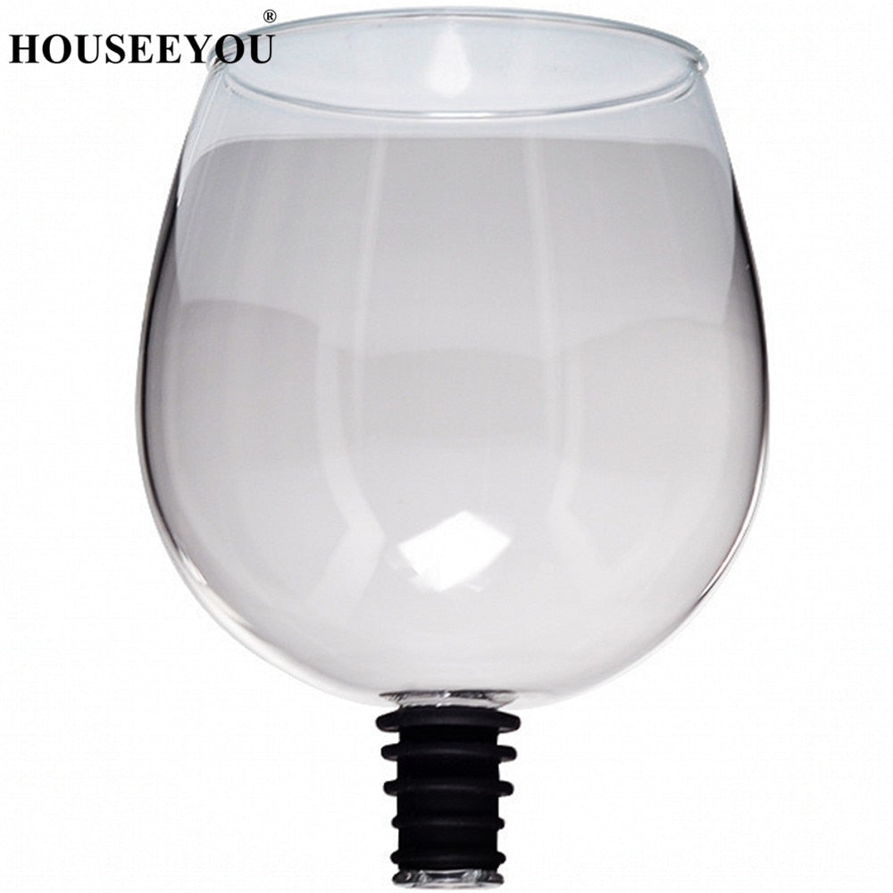 HOUSEEYOU Creative Red Wine Champagne Glass Cup with Silicone Seal Drink Directly from Bottle Crystal Glasses Cocktail Mug 260ML - paradrie