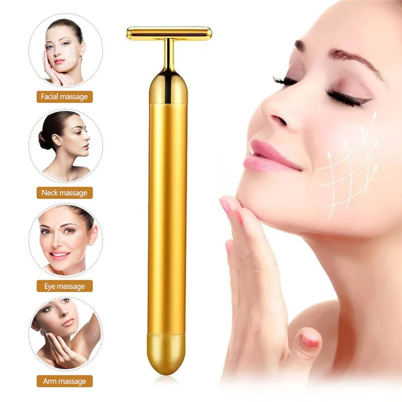 Energy 24K Gold T Beauty Bar Facial Roller Massager - paradrie