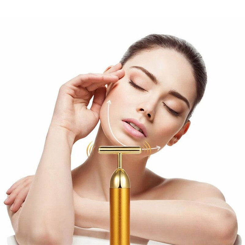 Energy 24K Gold T Beauty Bar Facial Roller Massager - paradrie